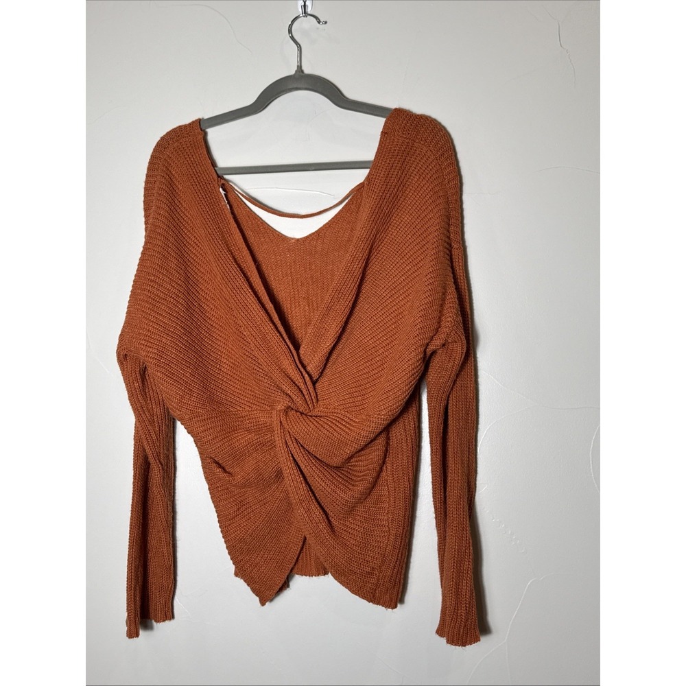 Moondance‎ Womens Rust Cropped Sweater Size L Criss Cross Back